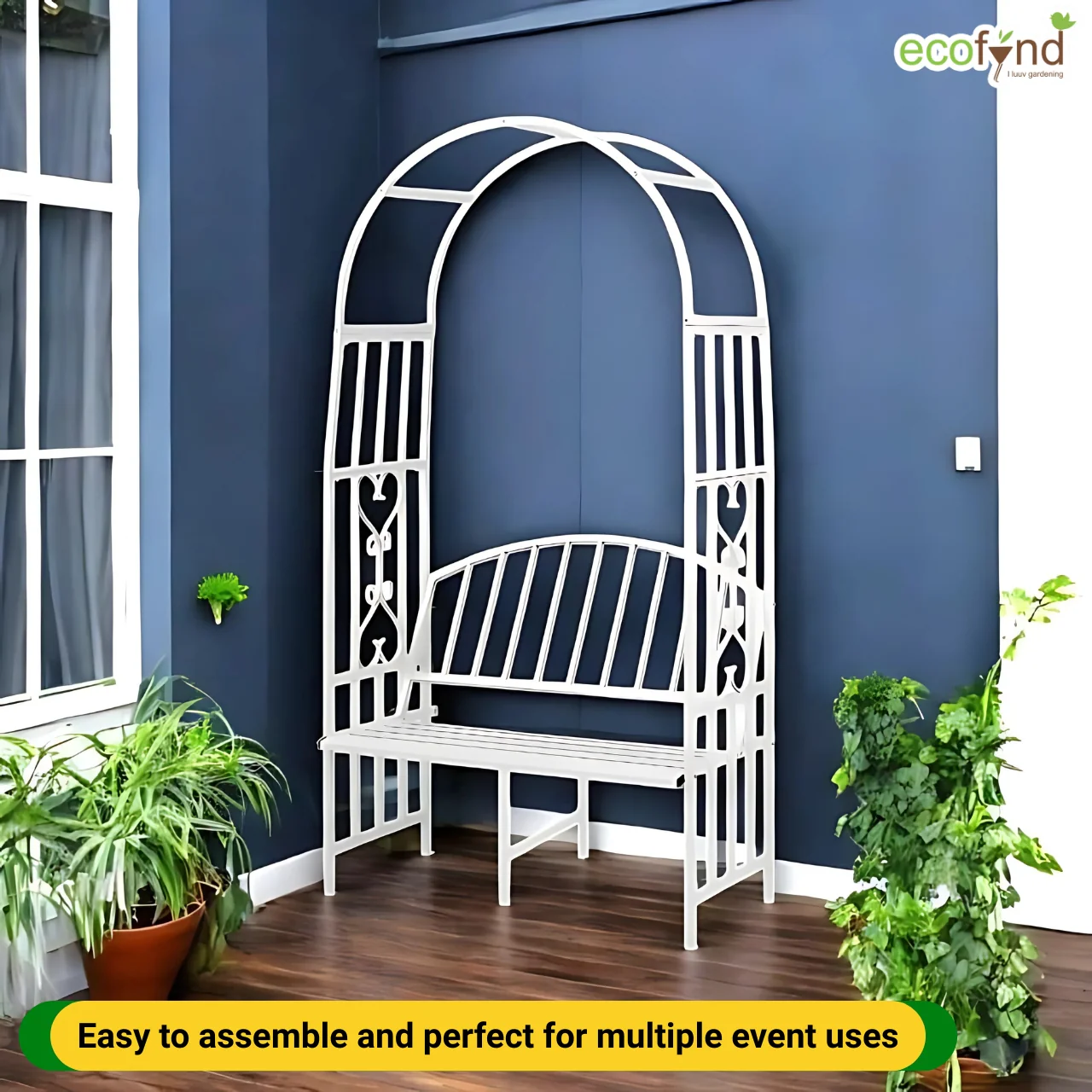 Wide Garden Arch with Bench – Elegant Metal Arbor for Climbing Plants - Image 6