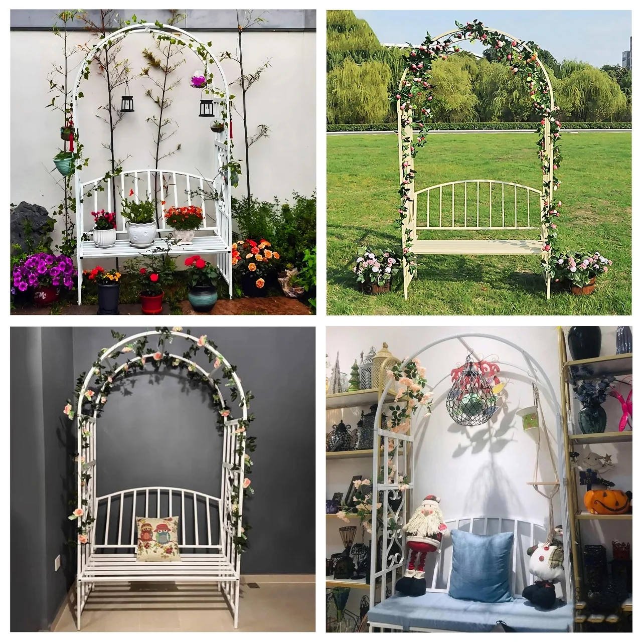 Wide Garden Arch with Bench – Elegant Metal Arbor for Climbing Plants - Image 8