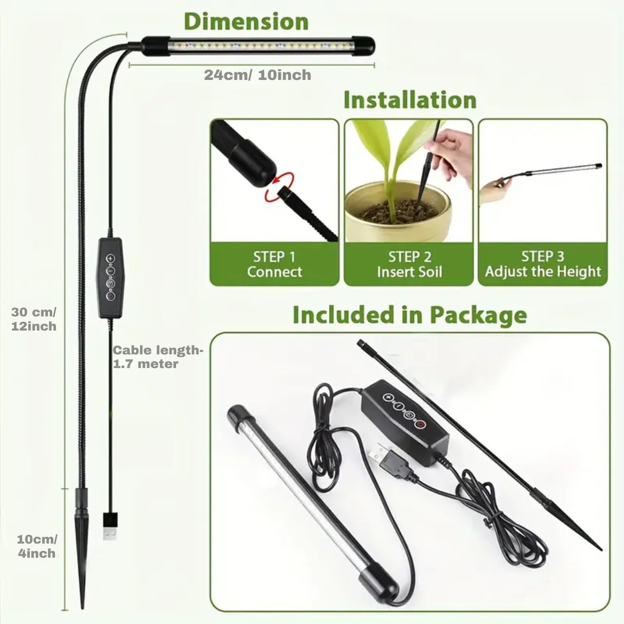 Kaira LED Grow Light – 3/9/12H Timer, Full Spectrum Lamp - Image 3