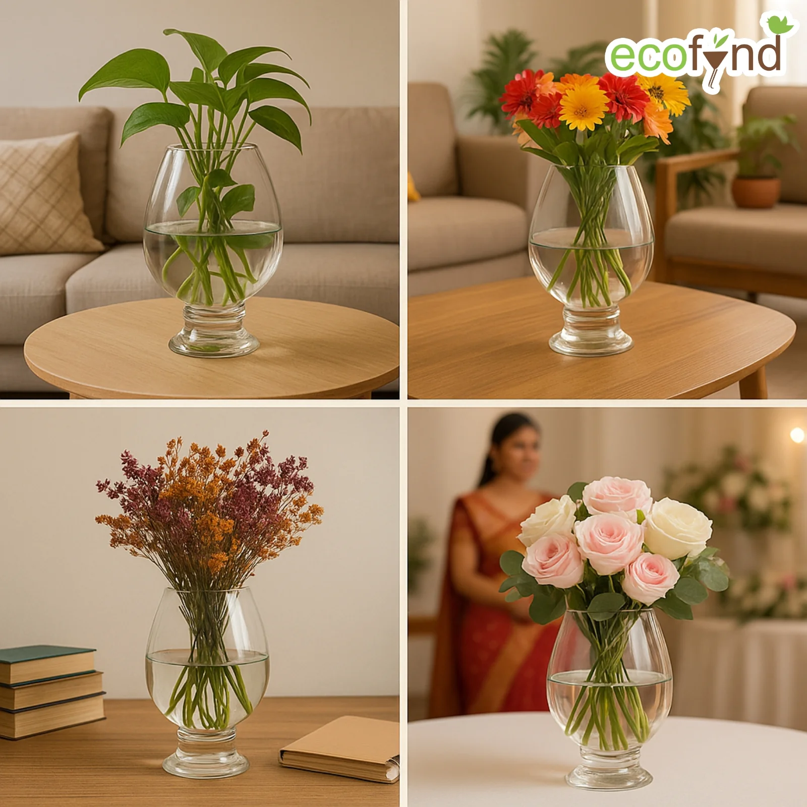 Glass Vase for Flowers & Décor – Clear Goblet Shape | Transparent - Image 4