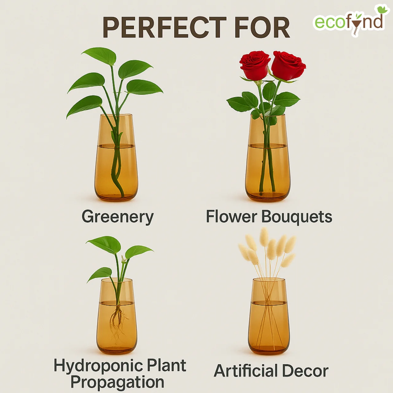 Glass Vase for Flowers & Décor – Hourglass Shaped | Golden Tint - Image 3