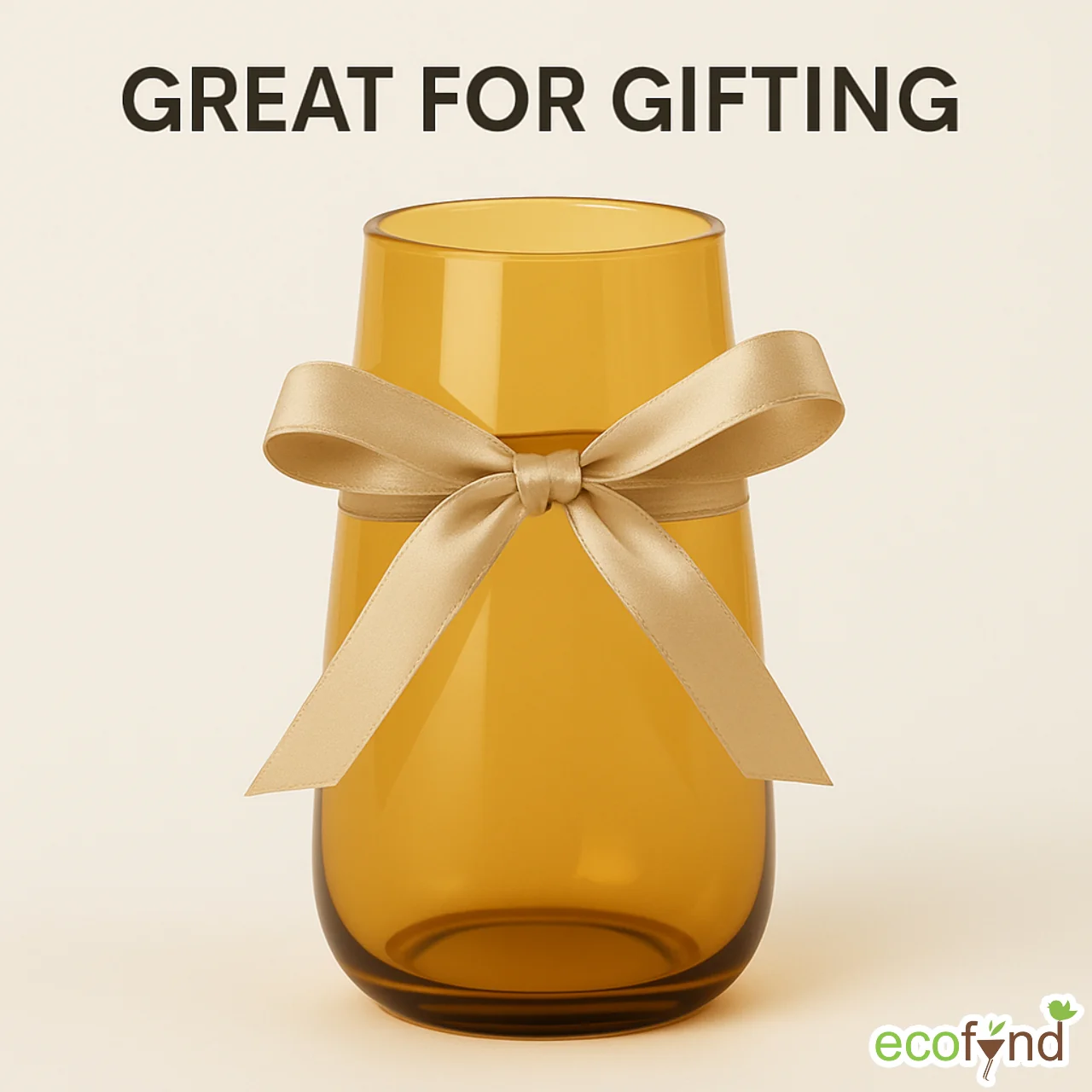 Glass Vase for Flowers & Décor – Hourglass Shaped | Golden Tint - Image 5