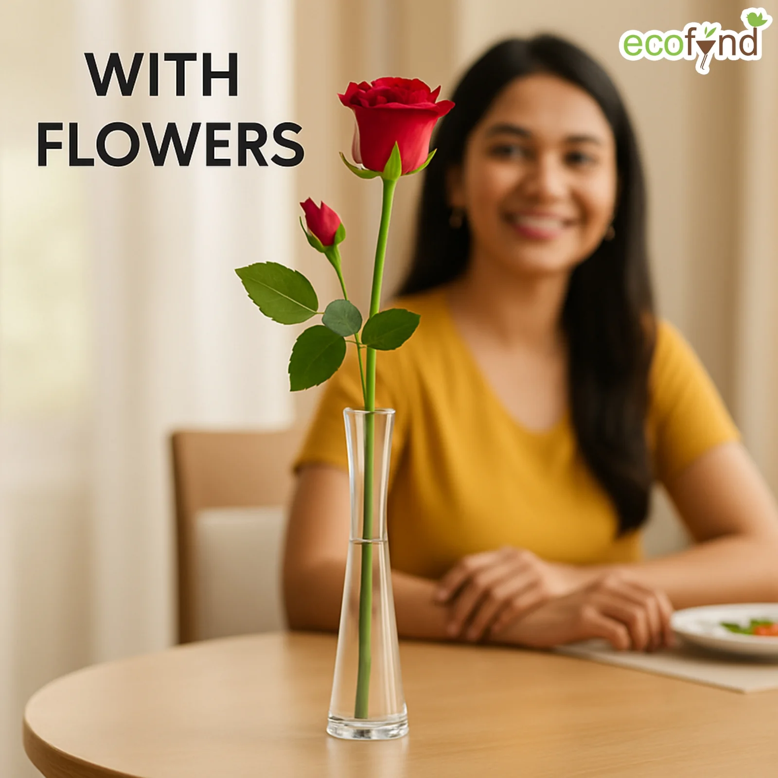 Glass Vase for Flowers & Décor – Cylindrical Slim | Clear - Image 4