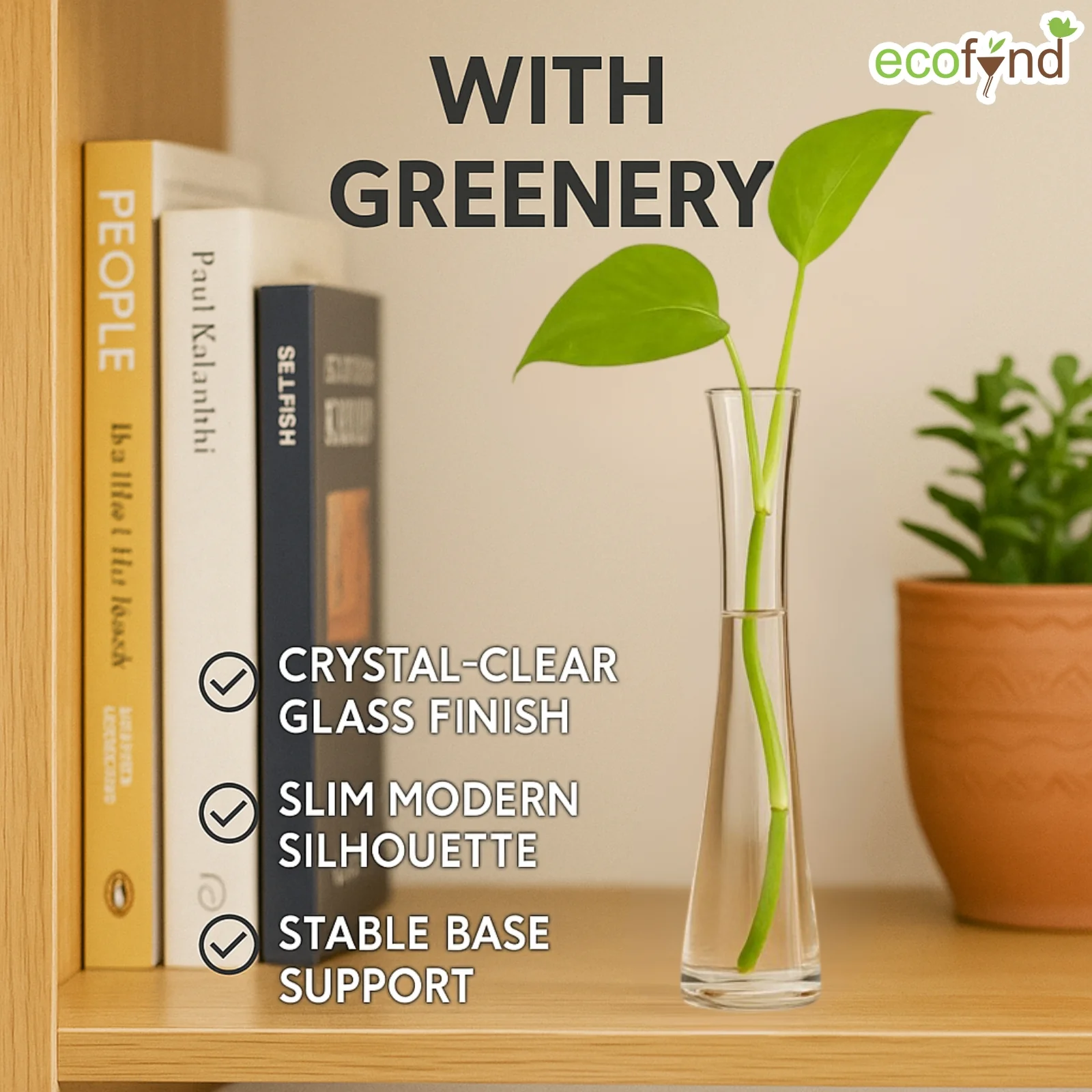 Glass Vase for Flowers & Décor – Cylindrical Slim | Clear - Image 5