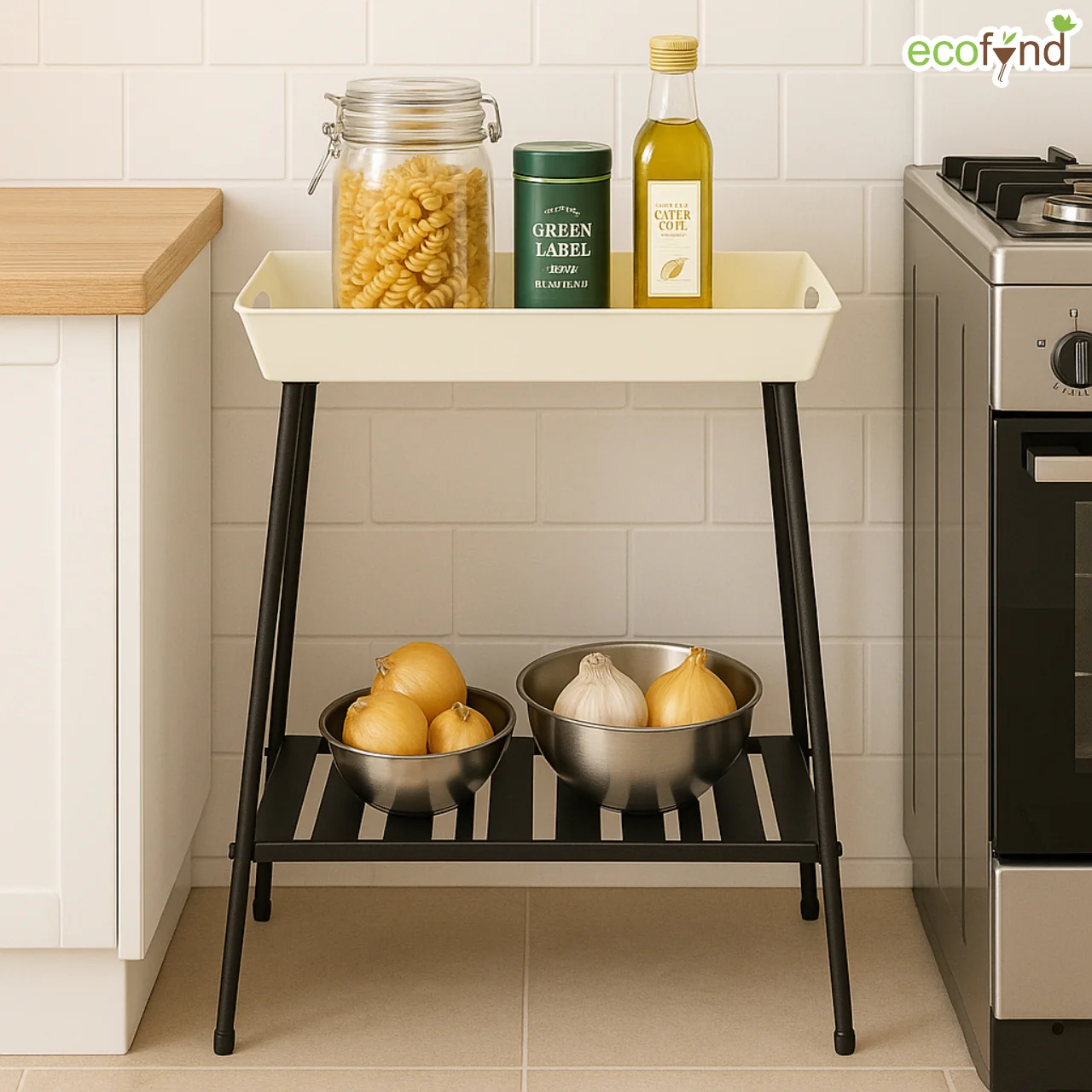 Contemporary Storage Stand with Dual Design - Dual Tone Black & White - Image 4