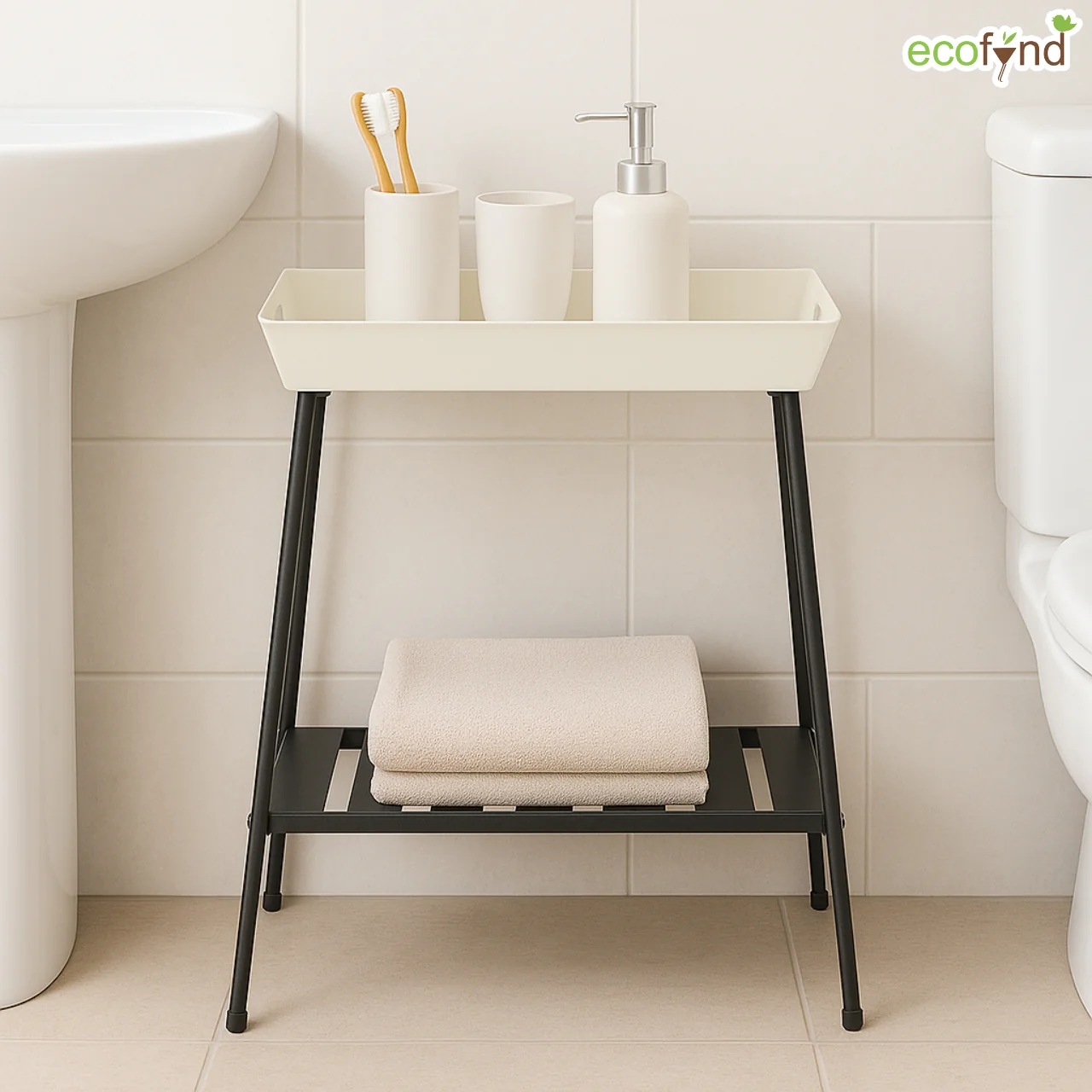 Contemporary Storage Stand with Dual Design - Dual Tone Black & White - Image 5