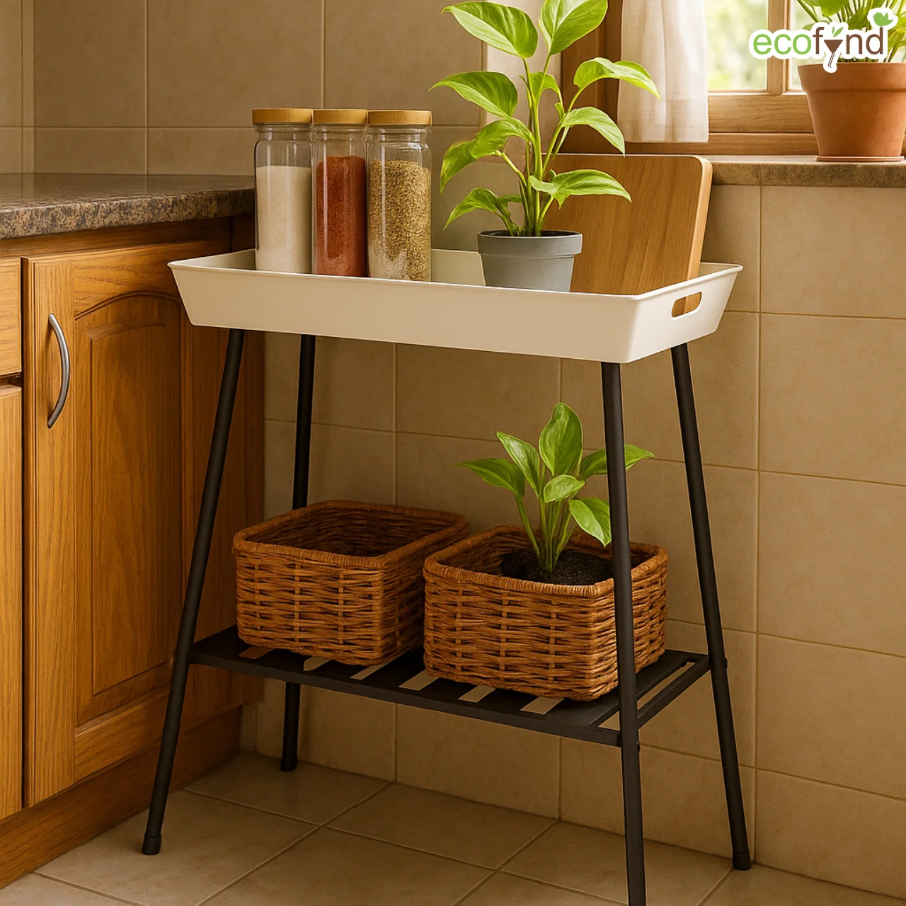 Contemporary Storage Stand with Dual Design - Dual Tone Black & White - Image 6