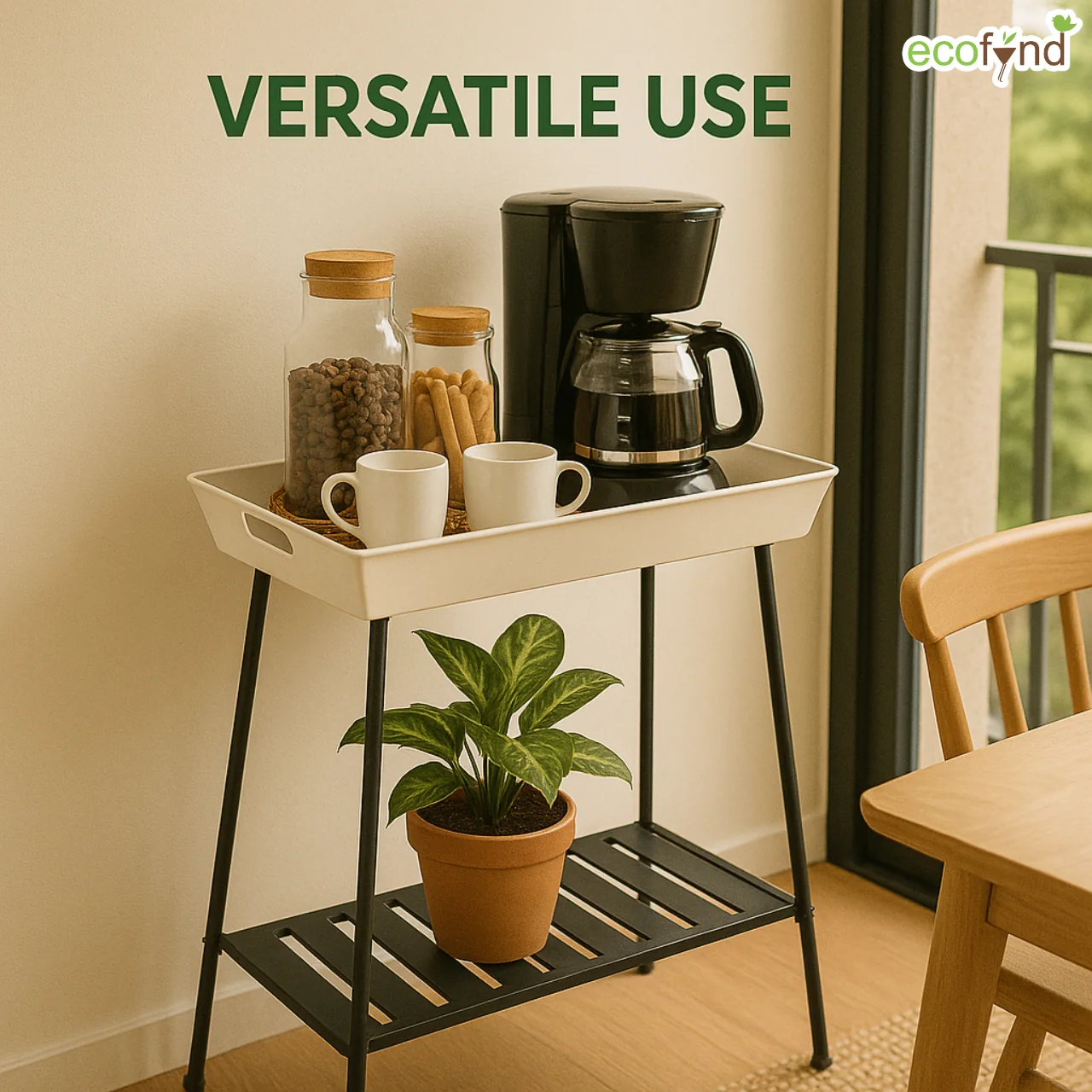 Contemporary Storage Stand with Dual Design - Dual Tone Black & White - Image 7