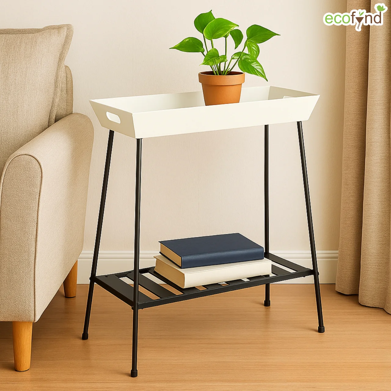 Contemporary Storage Stand with Dual Design - Dual Tone Black & White - Image 8