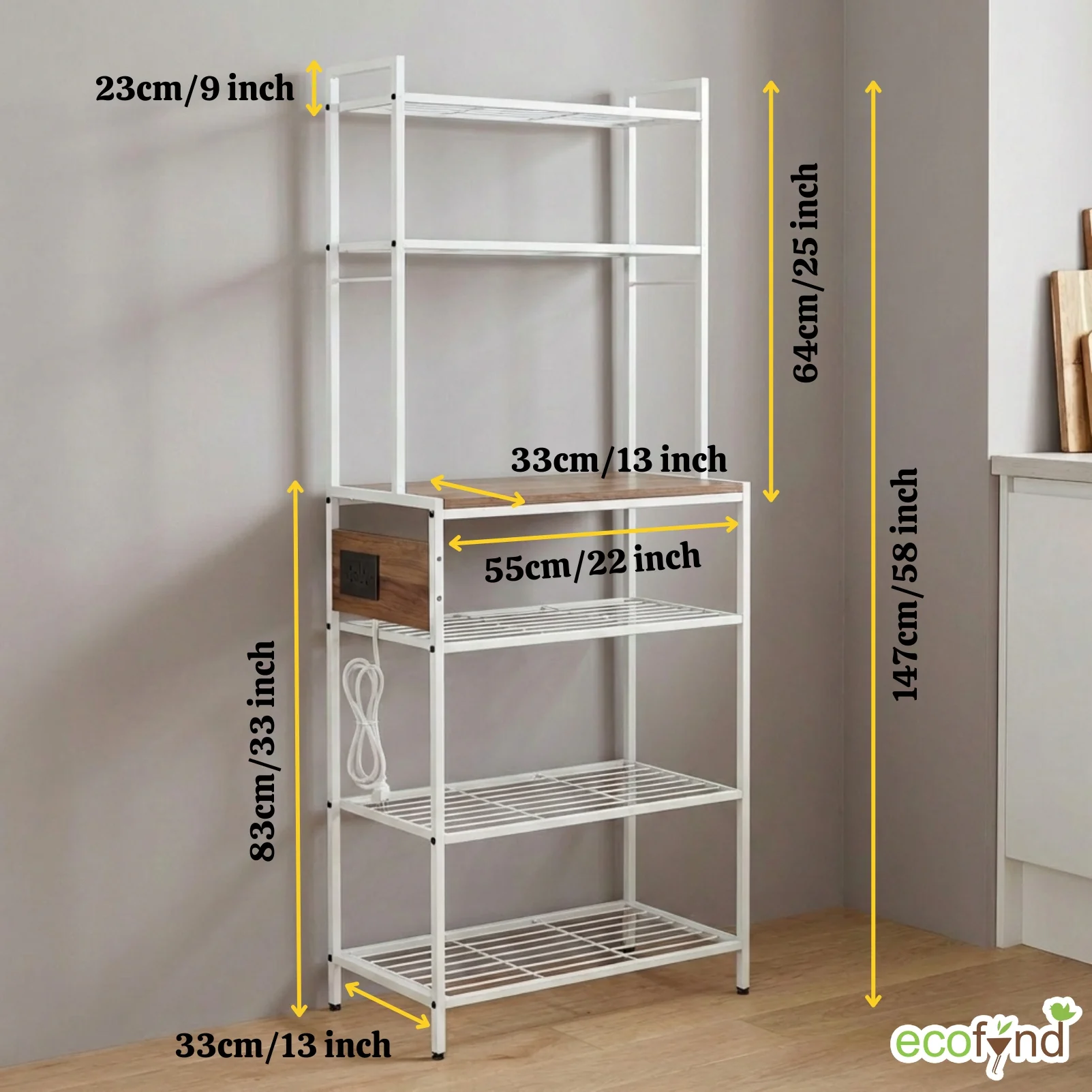 5-Tier Storage Rack with Electricity Board for Kitchen Organizer - Image 3