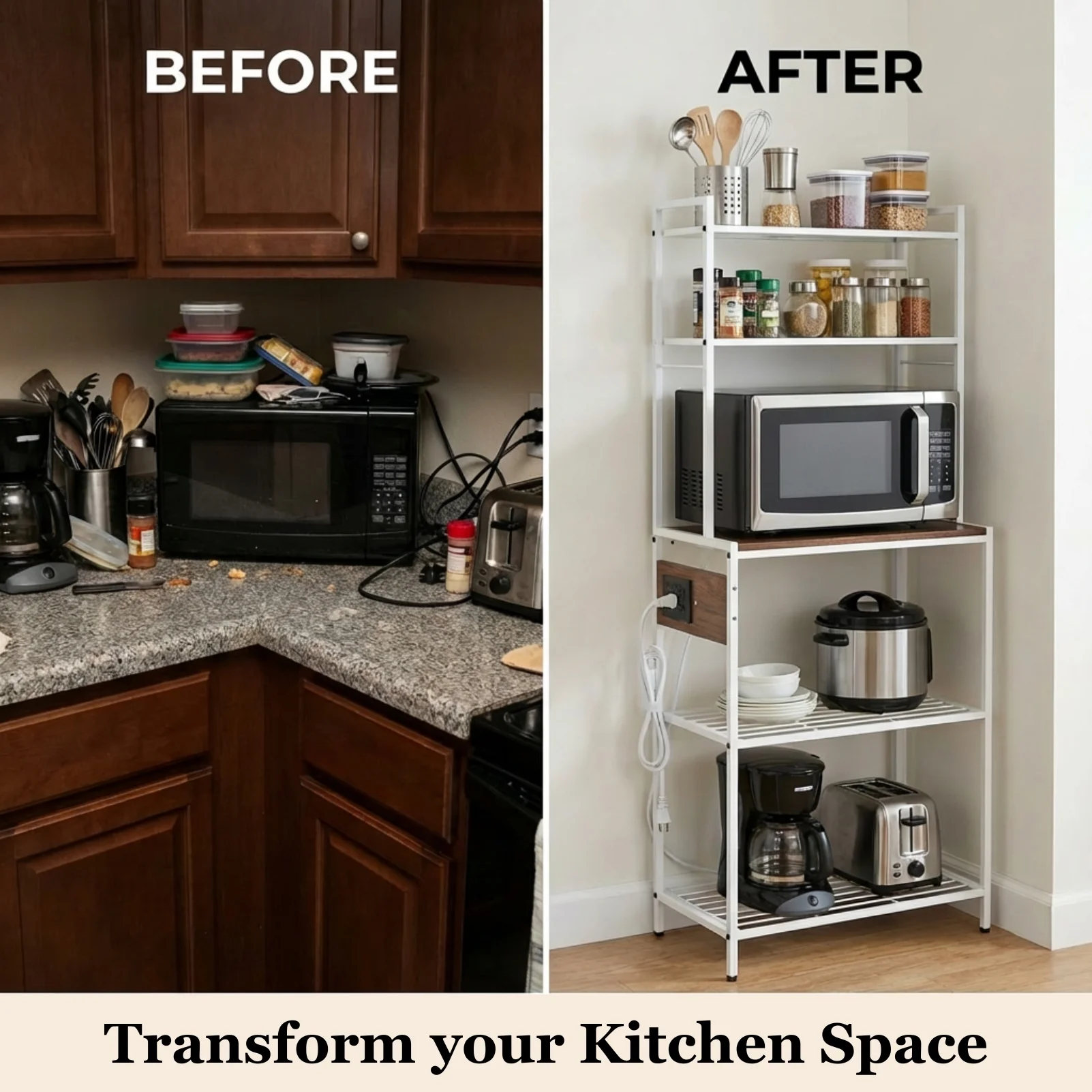 5-Tier Storage Rack with Electricity Board for Kitchen Organizer - Image 5
