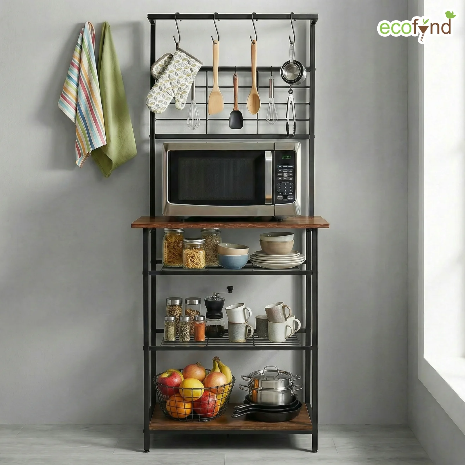 4-Tier Storage Rack with Hanging Hooks for Kitchen Organizer - Image 7
