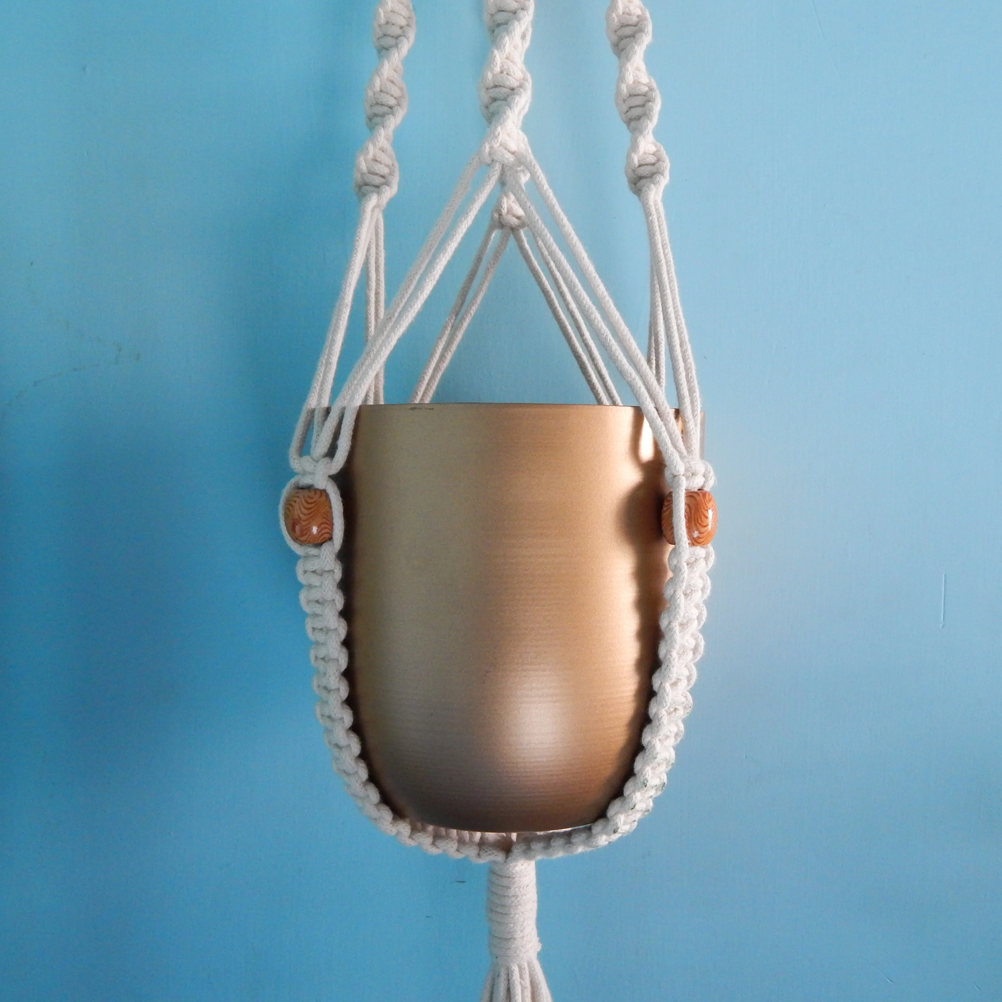 Macrame Cotton Plant Hanger with Beads - Image 4