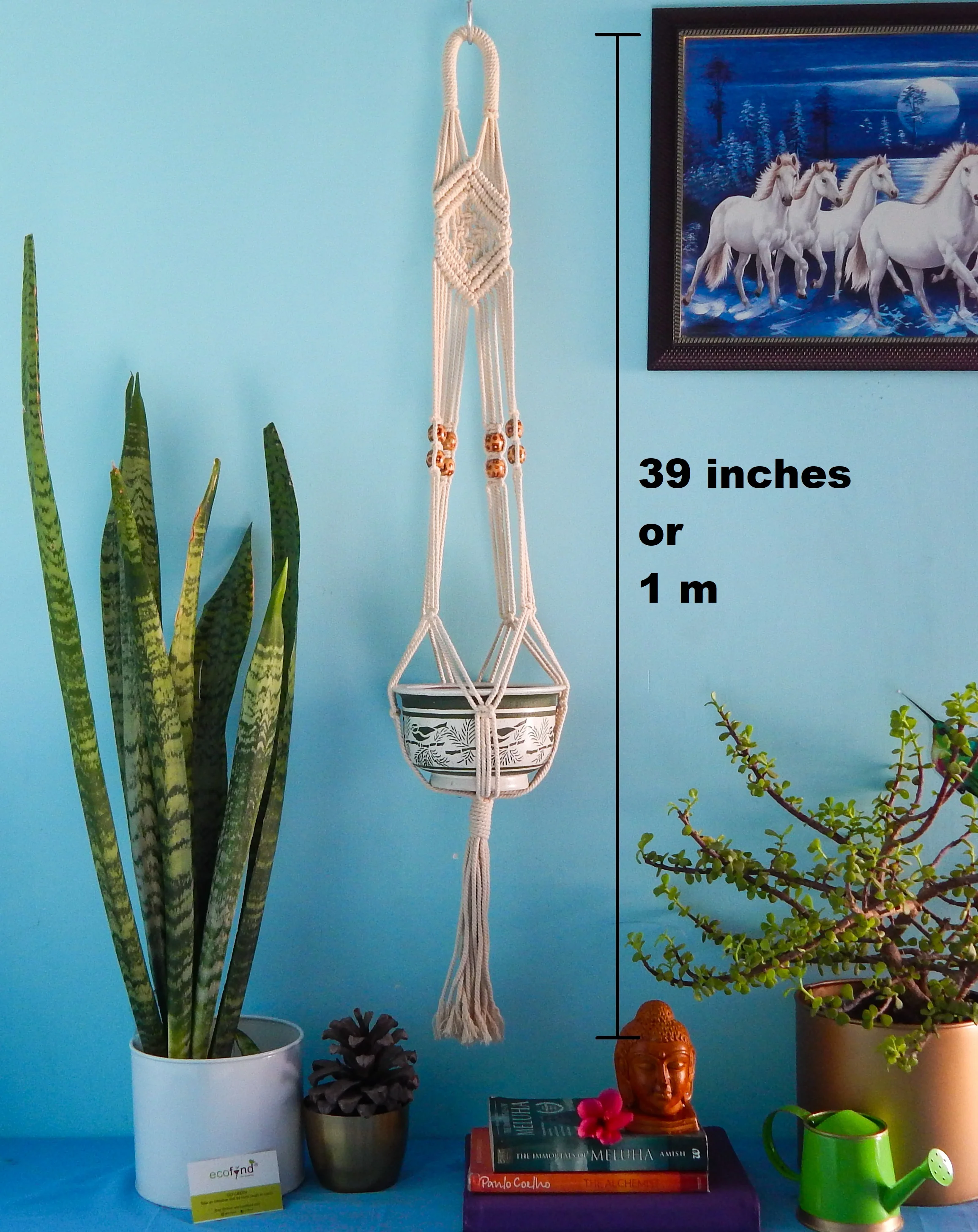 Macrame Plant Hanger with Beads - Image 3