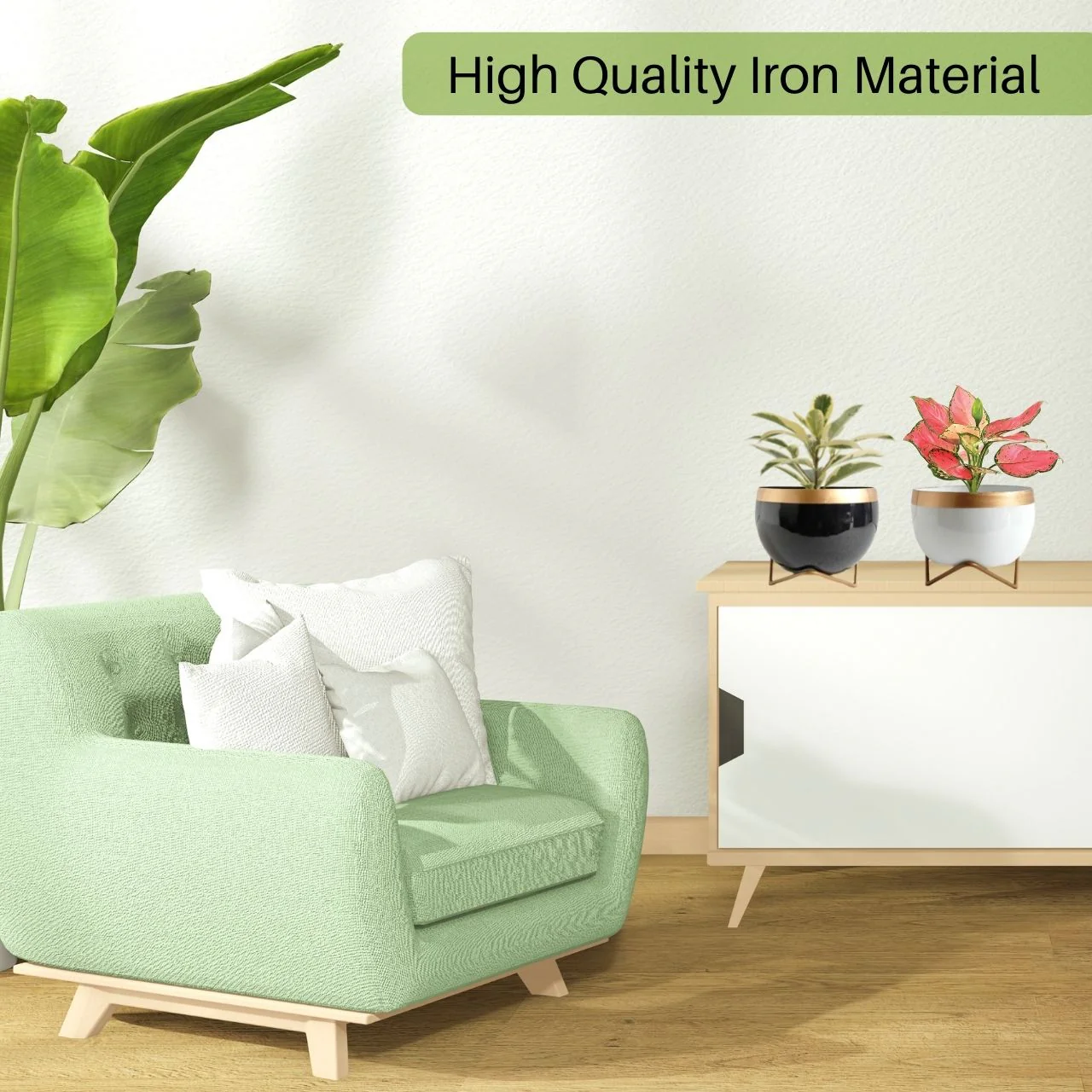 Metal Planter Pot with Gold Stand - Image 5