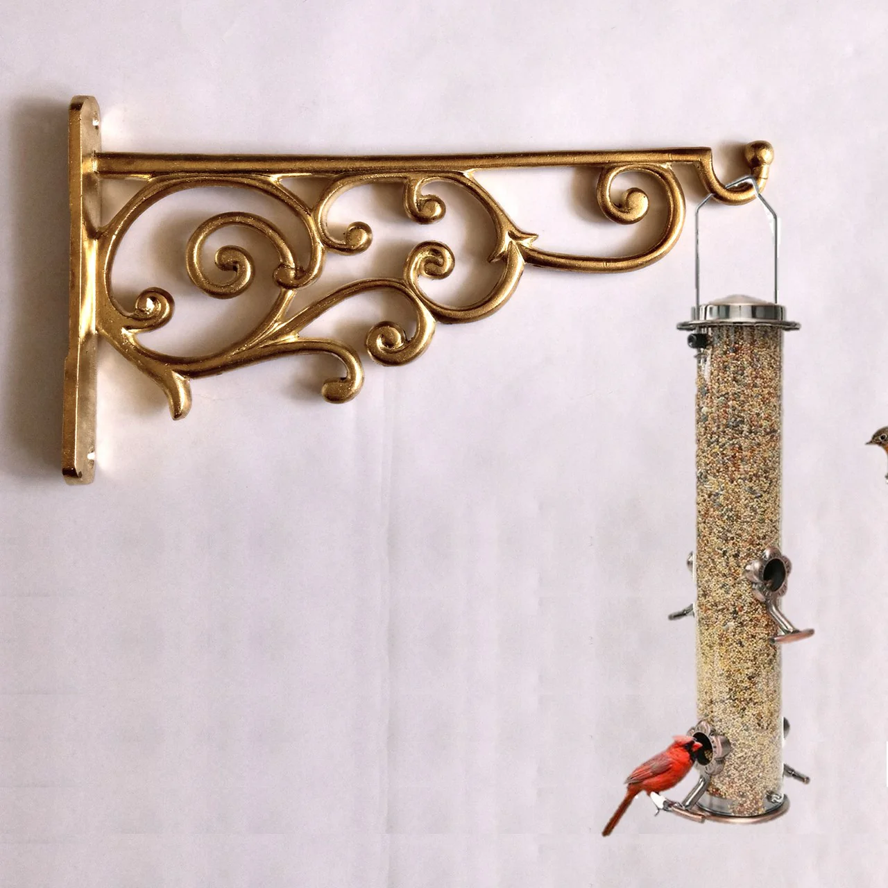 Golden Finish Aluminium Wall Plant Bracket – Heavy-Duty Long Hook - Image 6