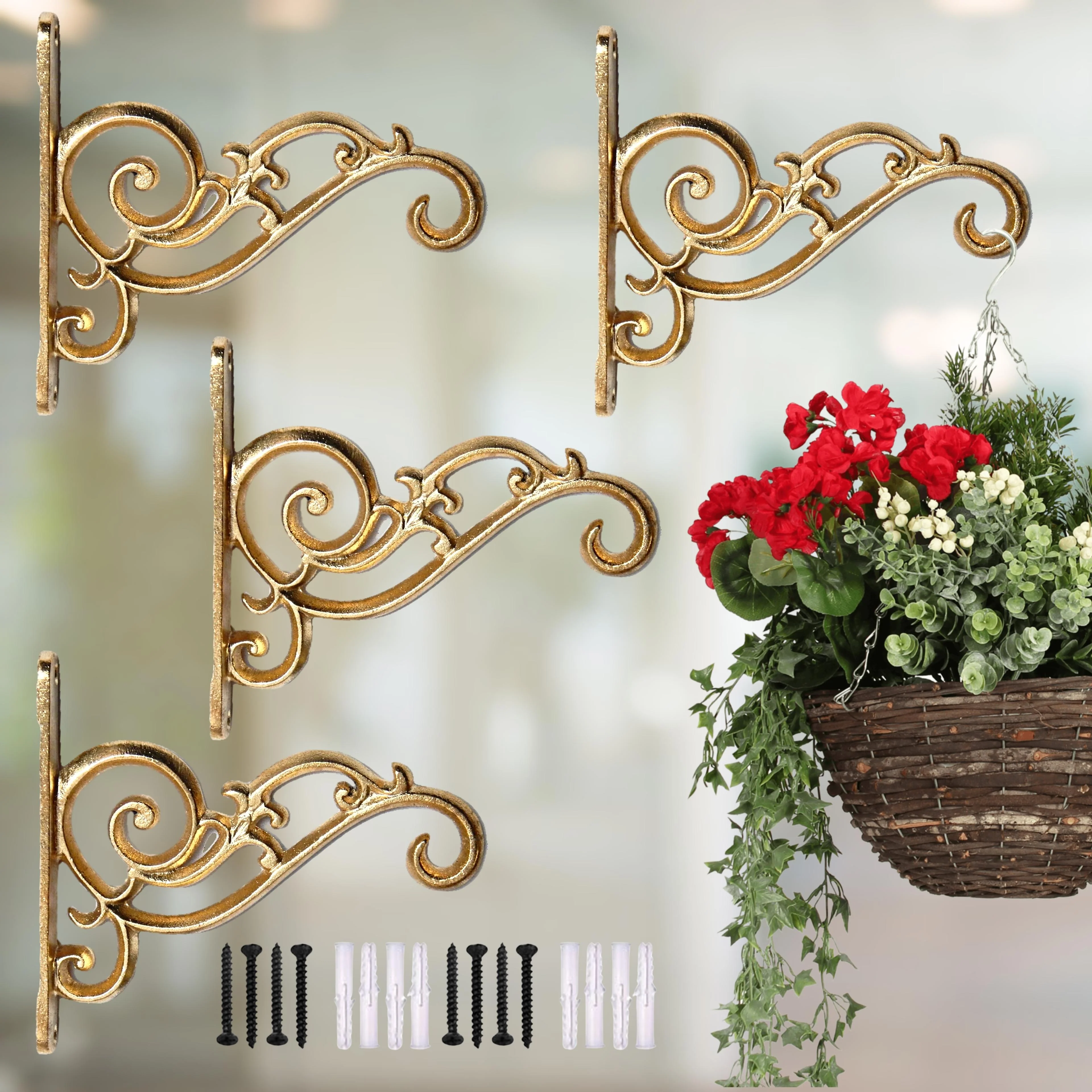 Golden Finish Aluminium Wall Plant Bracket – 30kg Heavy-Duty Hook - Image 10