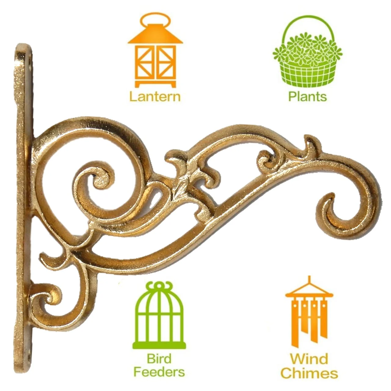 Golden Finish Aluminium Wall Plant Bracket – 30kg Heavy-Duty Hook - Image 3