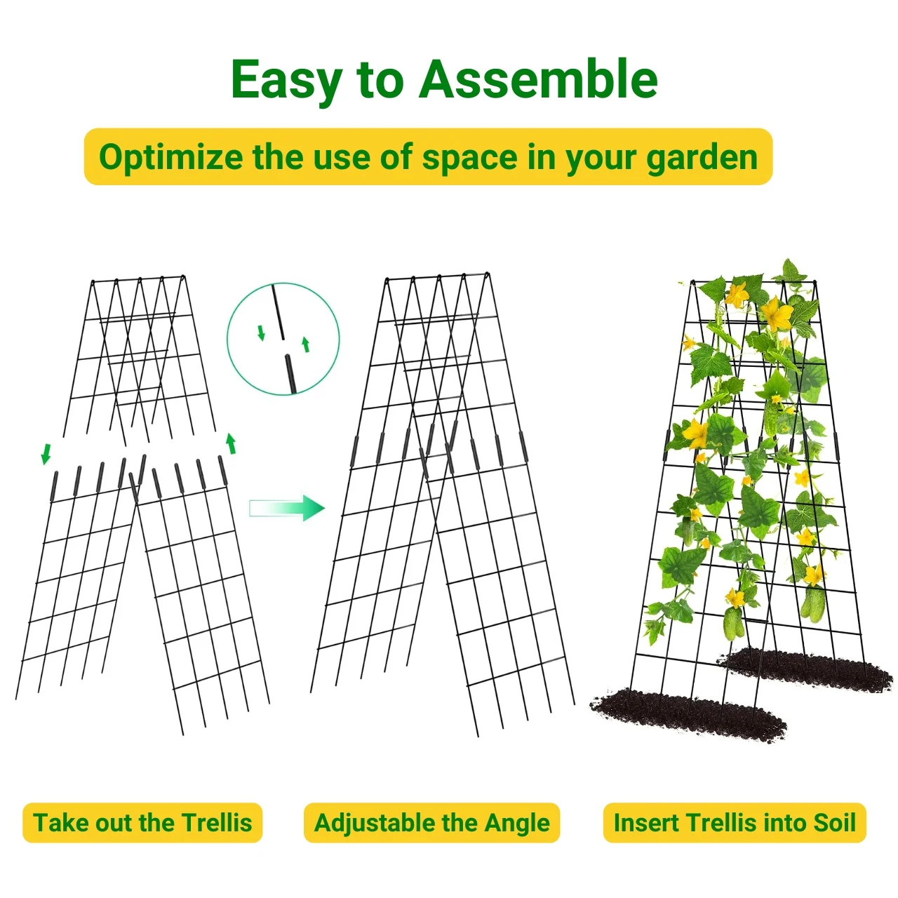 Foldable A-Frame Garden Trellis – Sturdy Metal Plant Support for Vines & Vegetables - Image 3