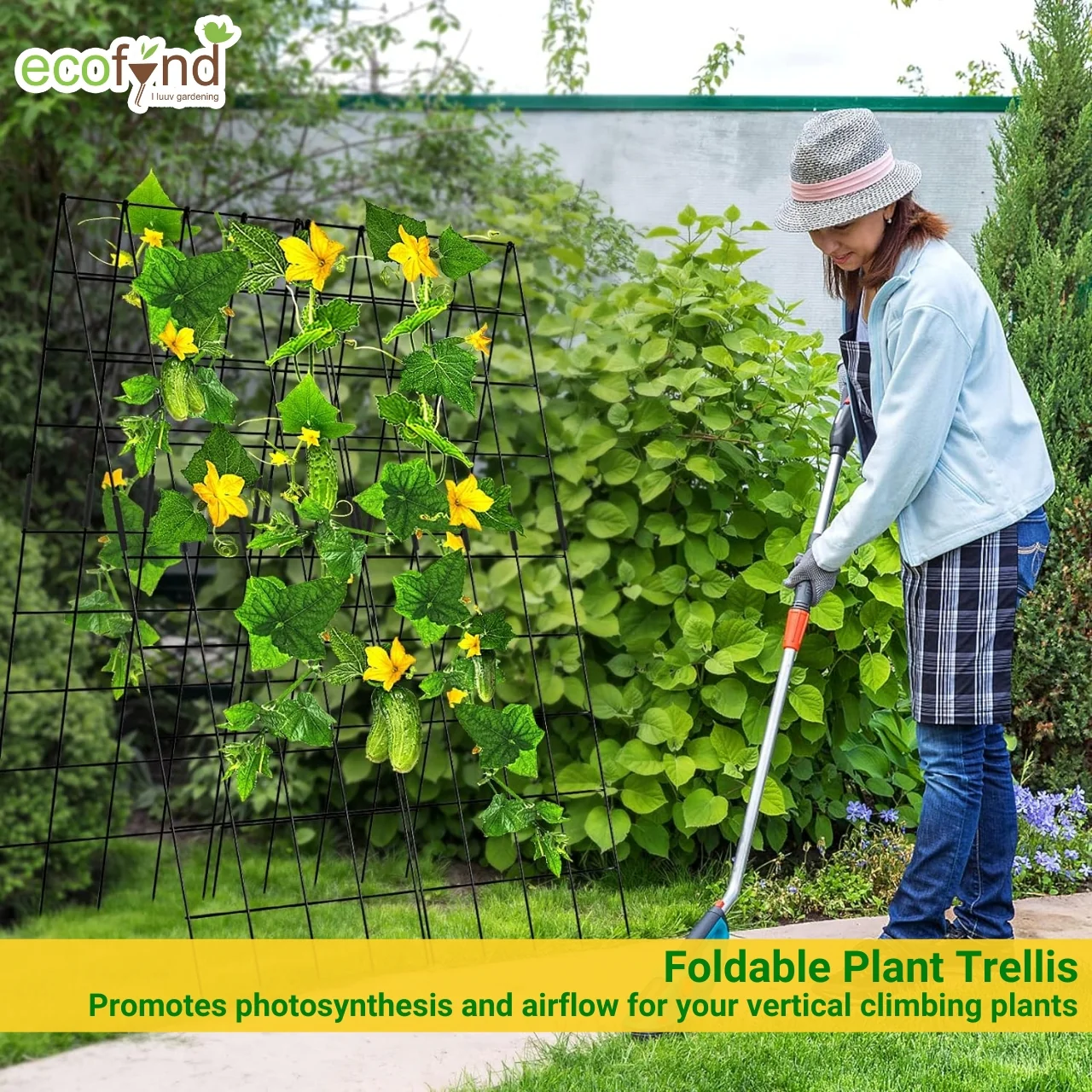 Foldable A-Frame Garden Trellis – Sturdy Metal Plant Support for Vines & Vegetables - Image 4