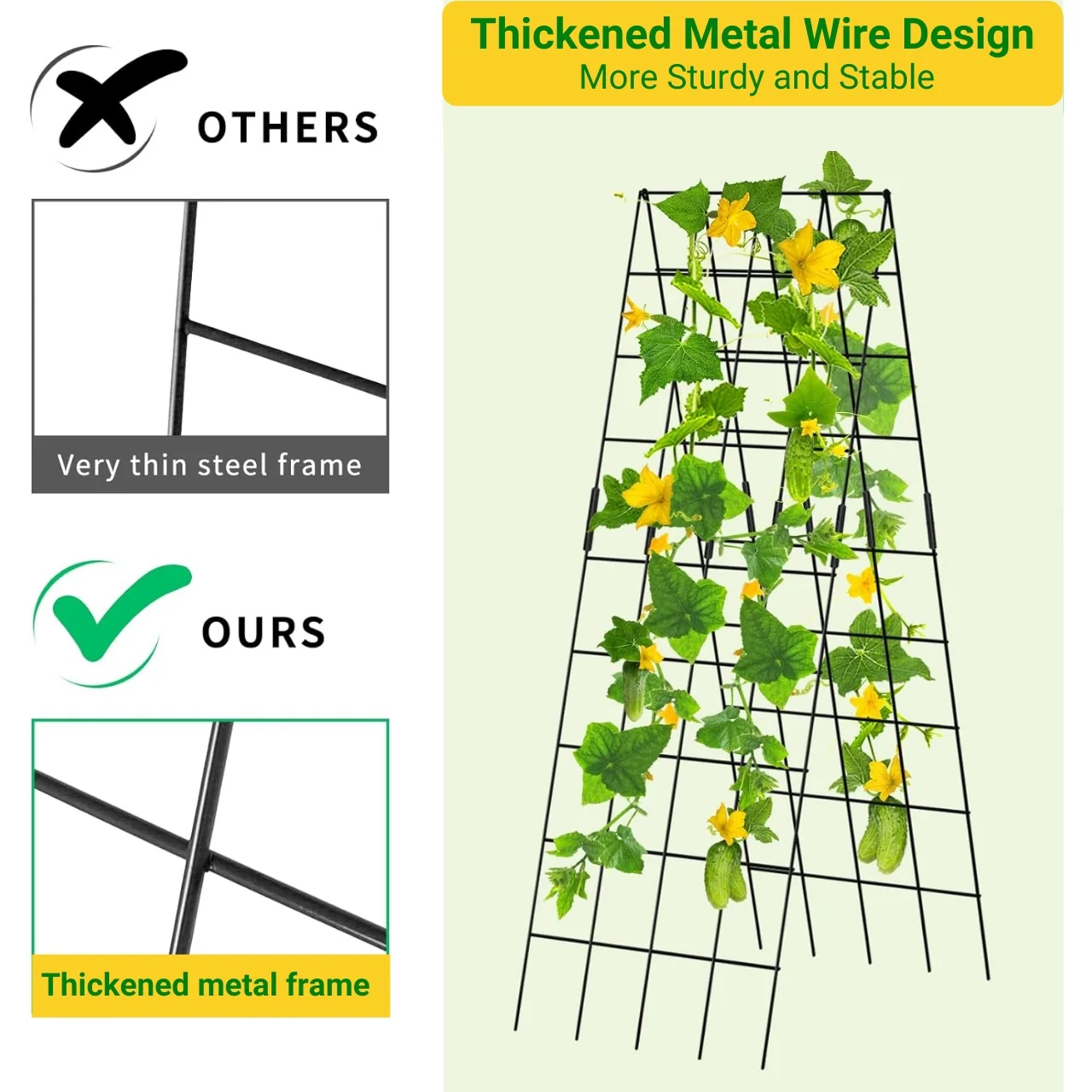 Foldable A-Frame Garden Trellis – Sturdy Metal Plant Support for Vines & Vegetables - Image 6