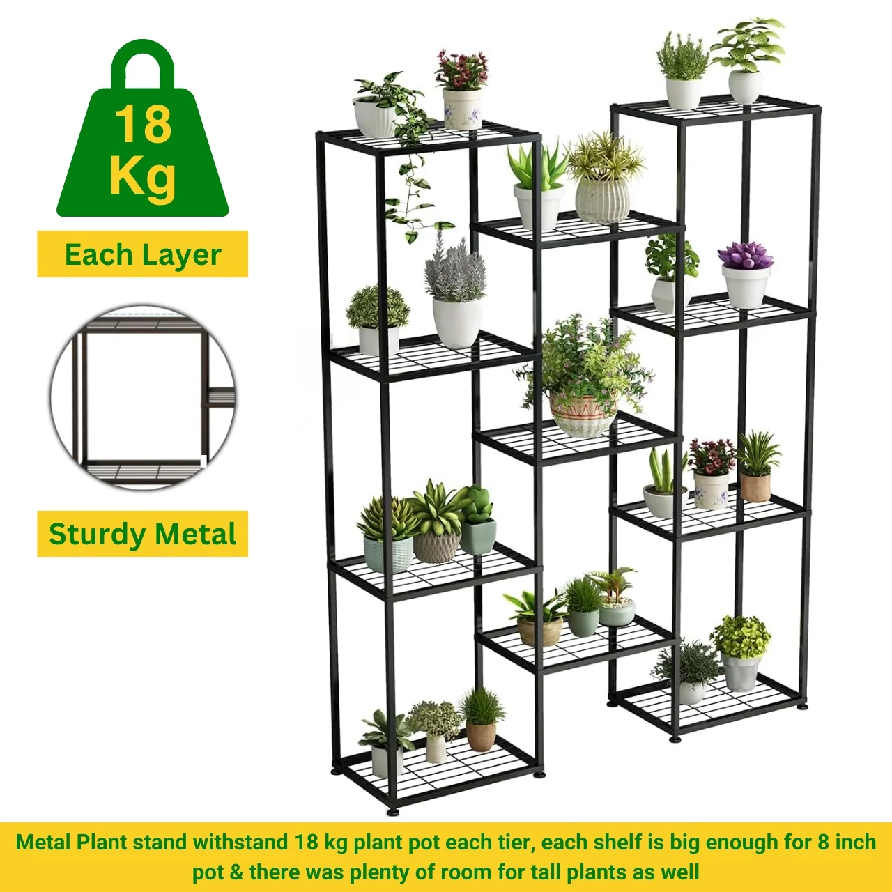 Large Multi-Tier Metal Plant Stand – Modern Ladder Shelves - Image 3