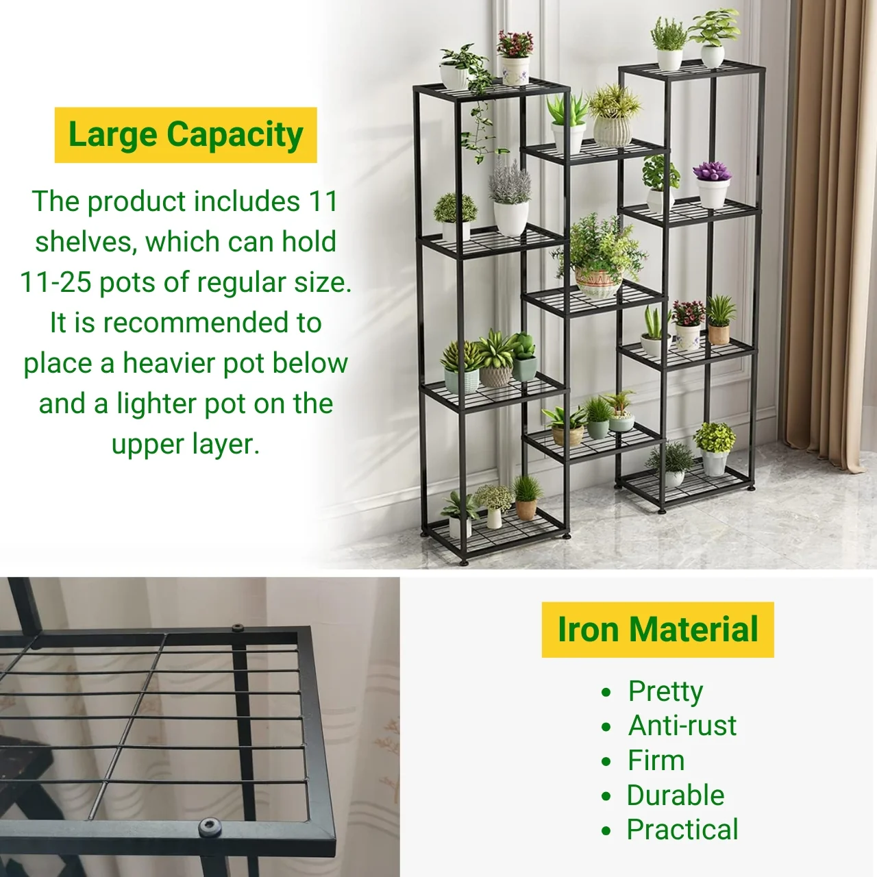 Large Multi-Tier Metal Plant Stand – Modern Ladder Shelves - Image 5