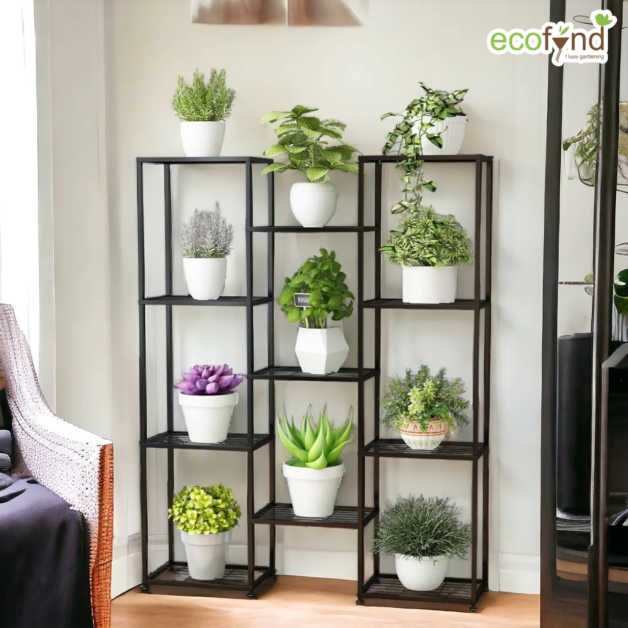 Large Multi-Tier Metal Plant Stand – Modern Ladder Shelves - Image 8