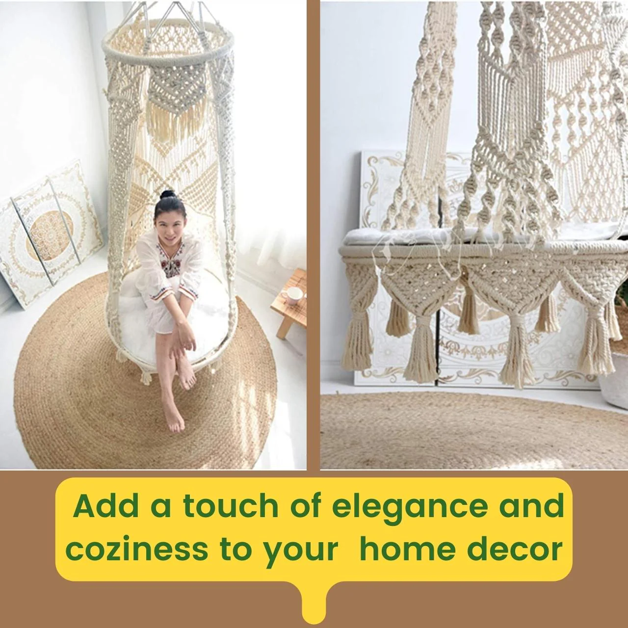 Boho Macrame Hammock Swing – Cushion-Free, Metal Reinforced - Image 5