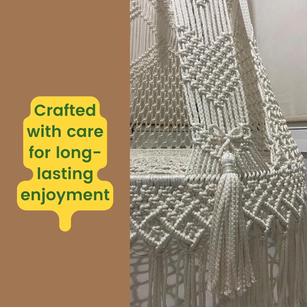 Handcrafted Macrame Swing Hammock – Cushion-Free Setup - Image 5