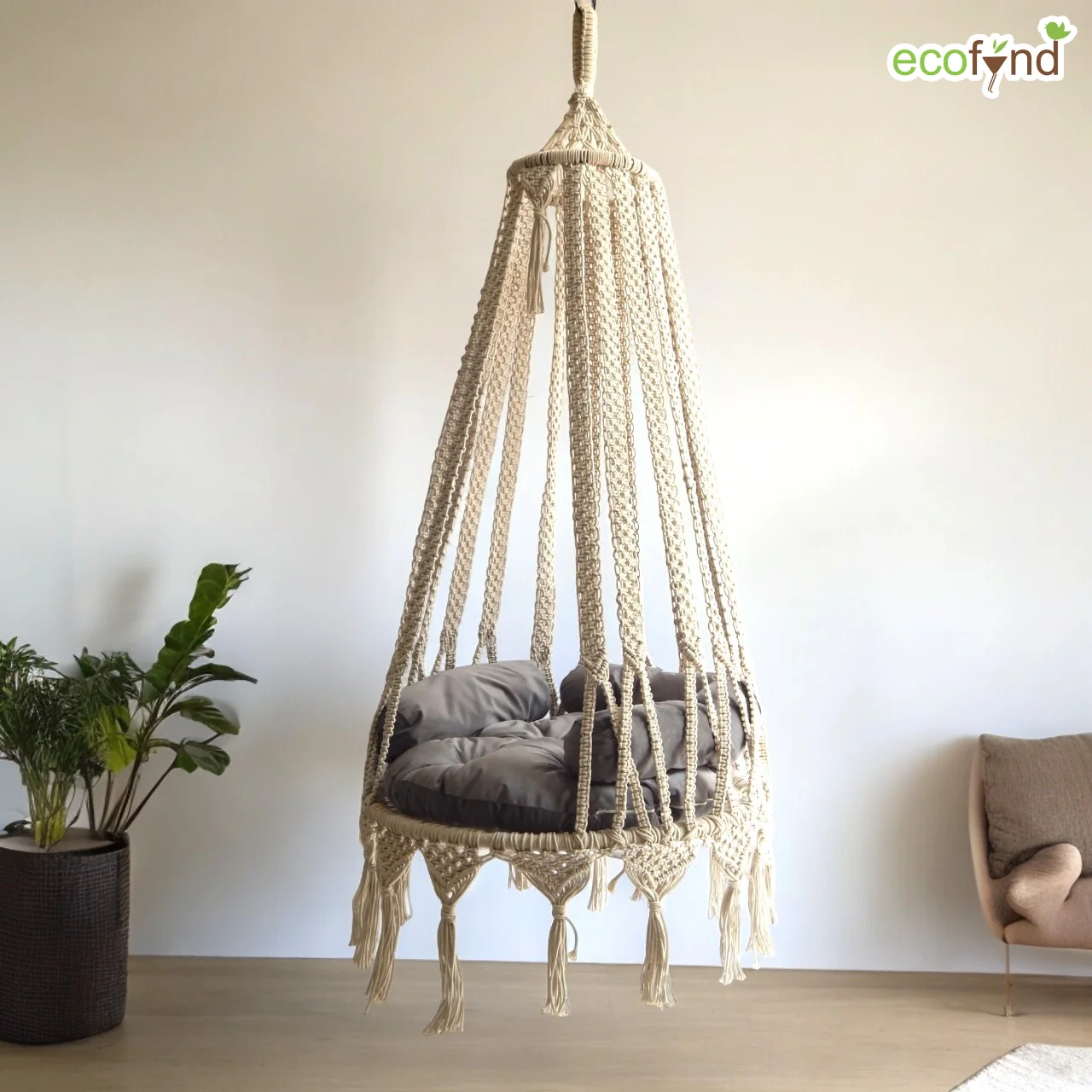 Premium Boho Macrame Swing Hammock –  Indoor & Outdoor Hanging Chair - Image 3