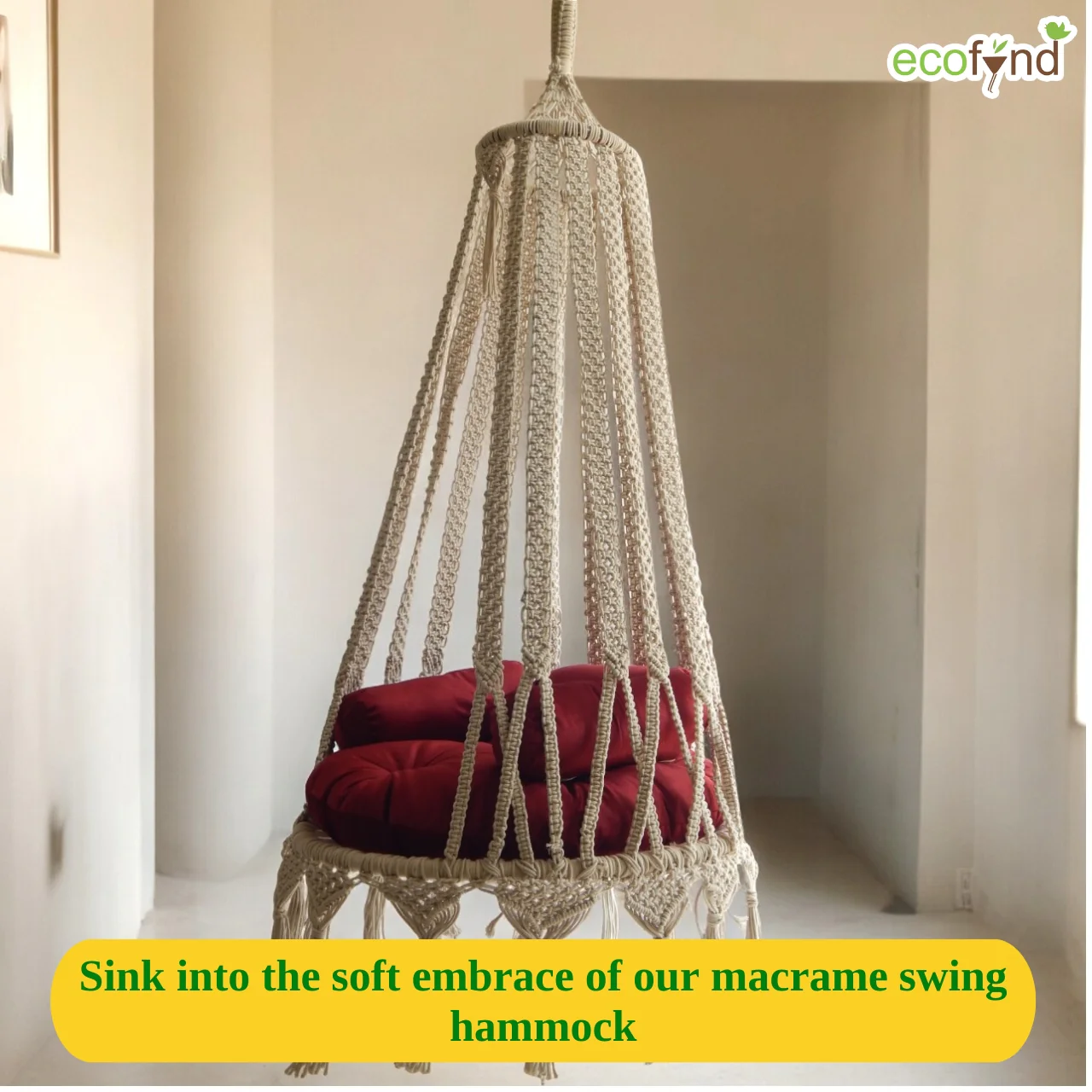 Premium Boho Macrame Swing Hammock –  Indoor & Outdoor Hanging Chair - Image 7