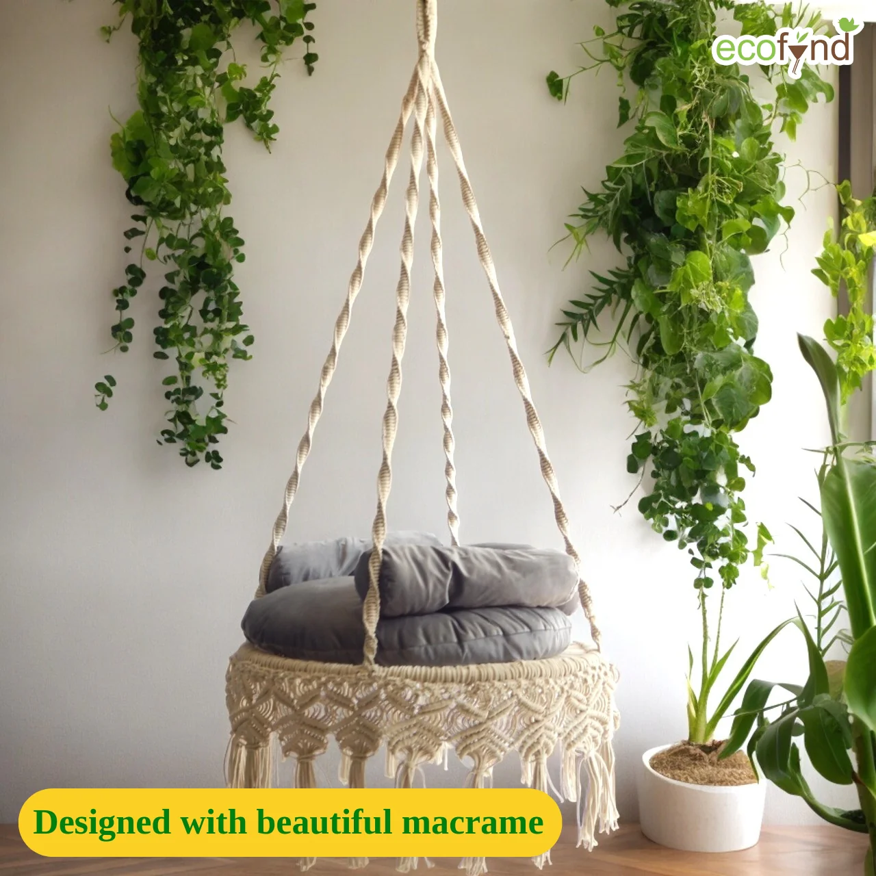 Premium Luxury Macrame Swing Hammock – Boho Hanging Chair - Image 3