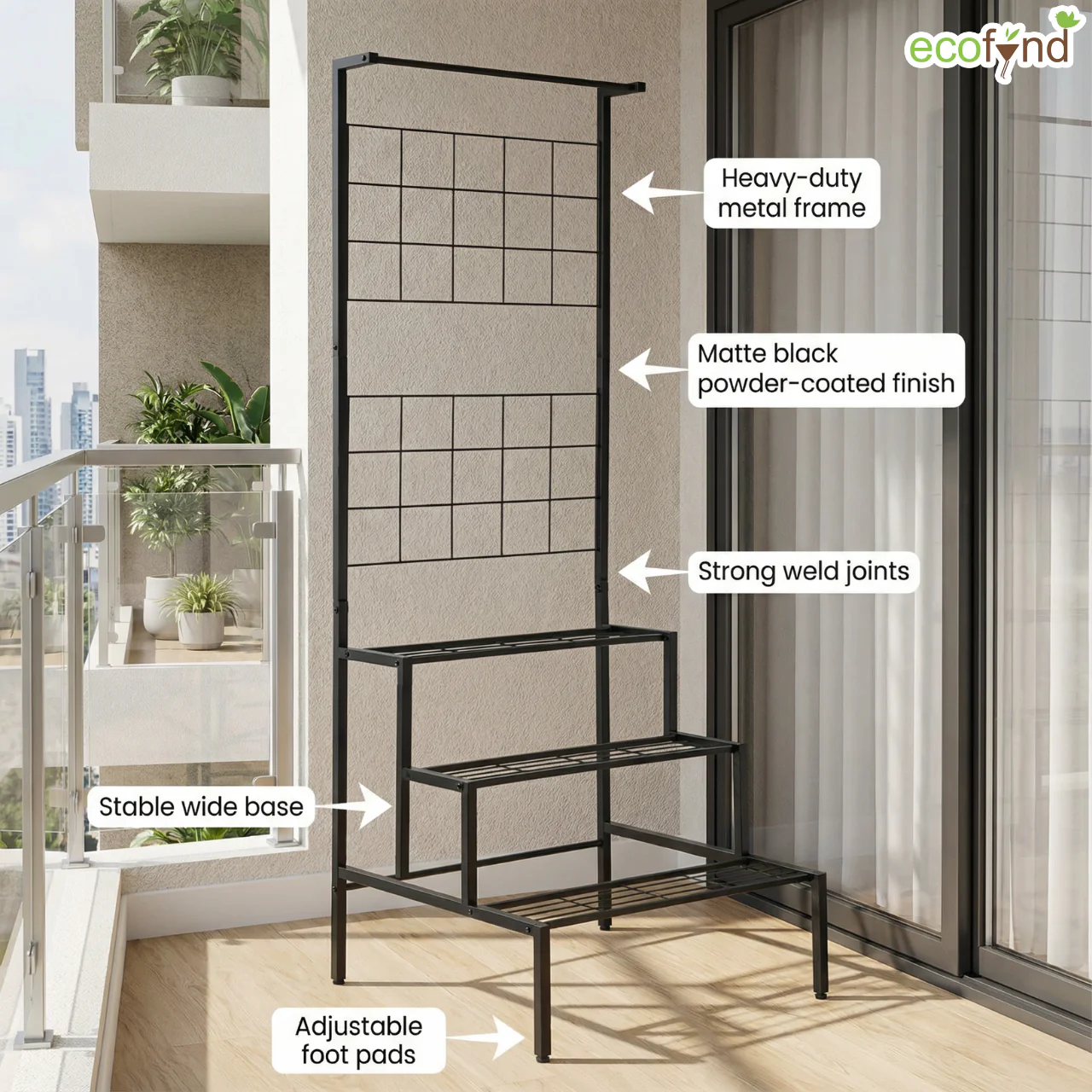 3-Tier Metal Plant Stand – Elegant Iron Shelf for Home & Balcony Décor - Image 3