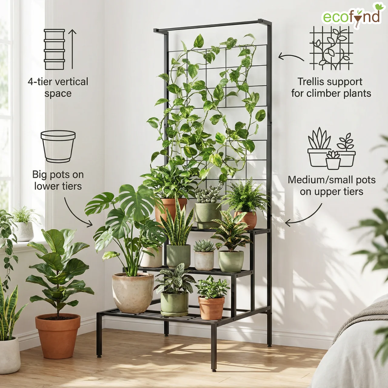 3-Tier Metal Plant Stand – Elegant Iron Shelf for Home & Balcony Décor - Image 4