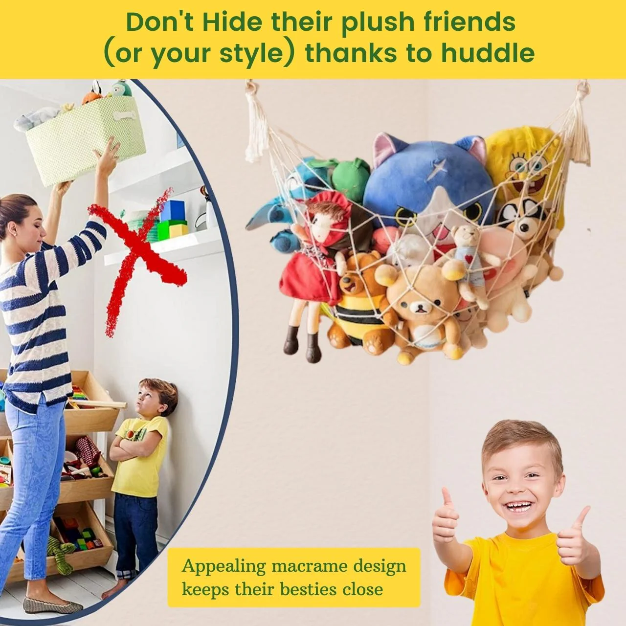 Macrame Toy Storage Hammock – Stylish & Space-Saving Organizer - Image 5