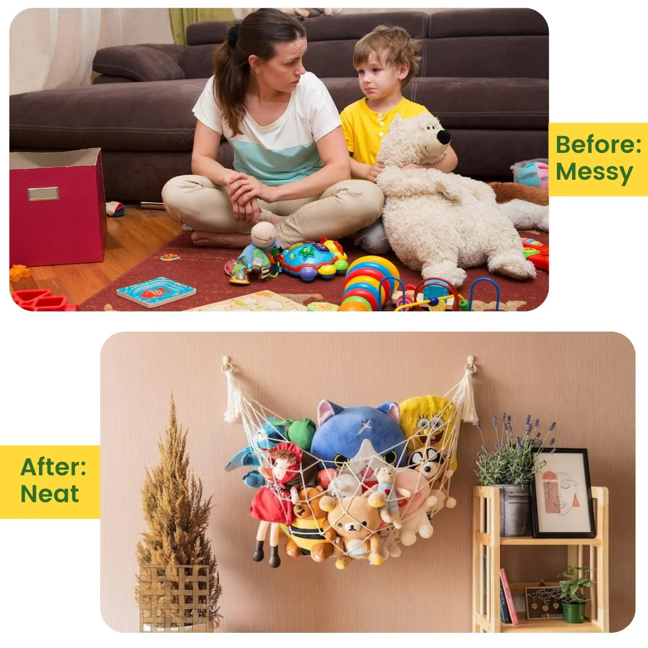 Macrame Toy Storage Hammock – Stylish & Space-Saving Organizer - Image 6