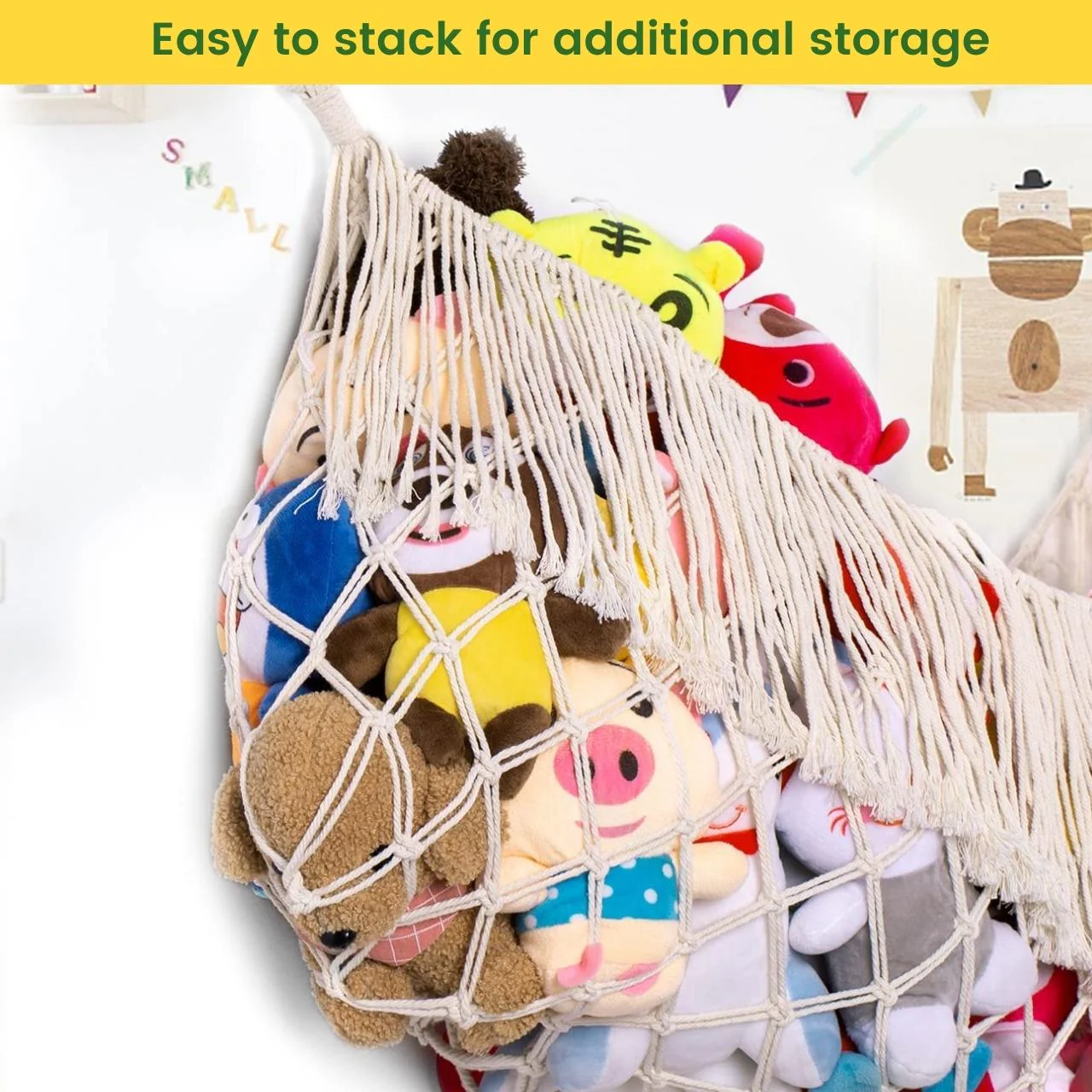 Macrame Soft Toy Organizer | Toy Hammock - Image 7