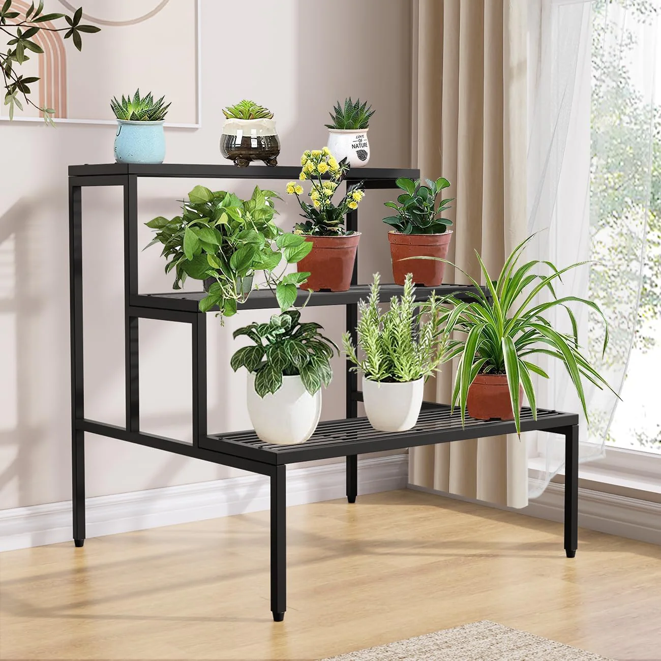 Ecofynd 3-Tier Plant & Utility Stand – Iron, Rust-Resistant - Image 3