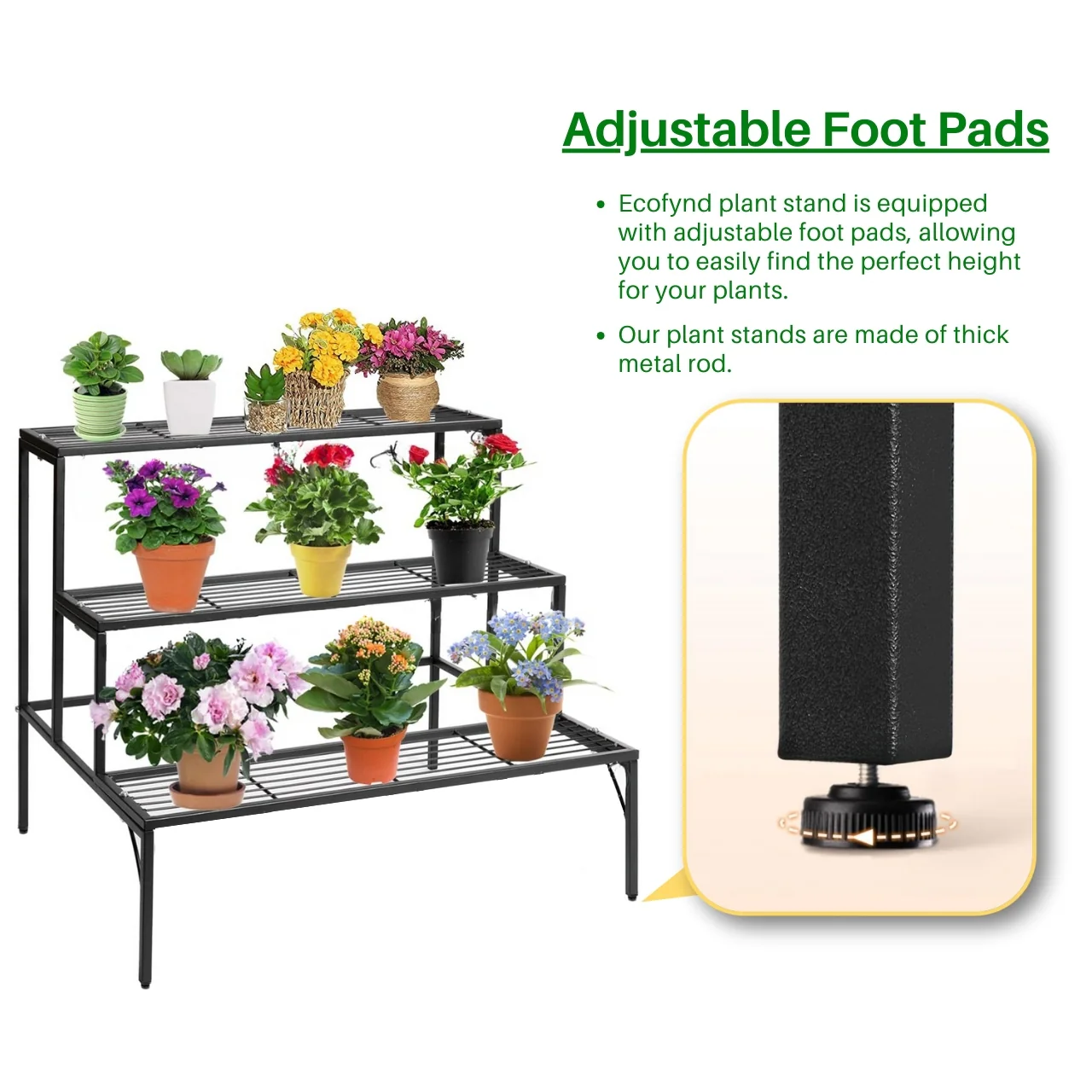 Ecofynd 3-Tier Plant & Utility Stand – Iron, Rust-Resistant - Image 4