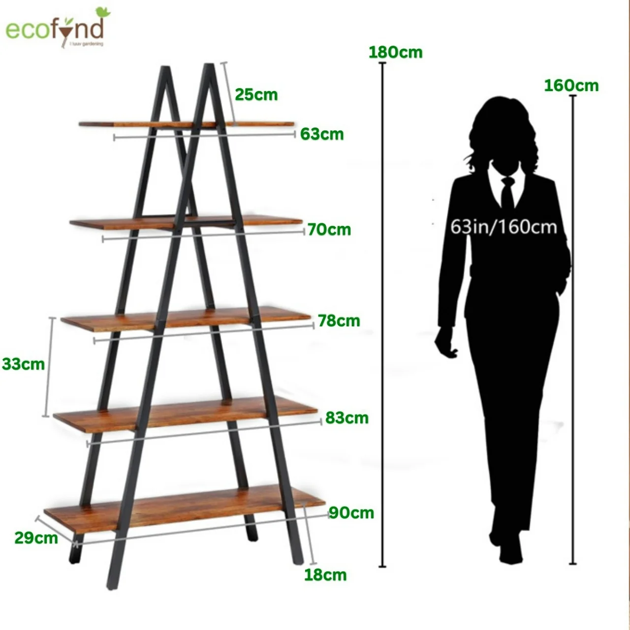 Trivo A-Shaped 5-Tier Metal Planter Stand – Space-Saving Display Rack - Image 4