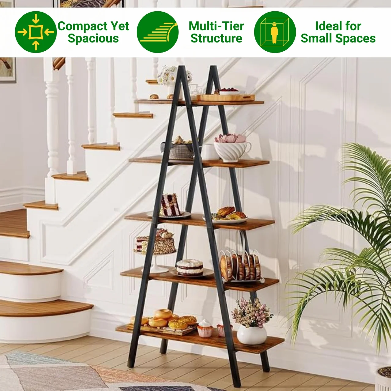 Trivo A-Shaped 5-Tier Metal Planter Stand – Space-Saving Display Rack - Image 5