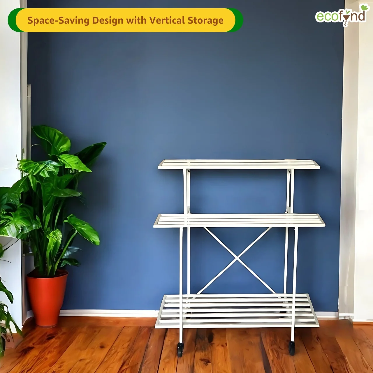 Zuri Glide 3-Tier Plant Stand – Elegant Metal Rack with Wheels - Image 3