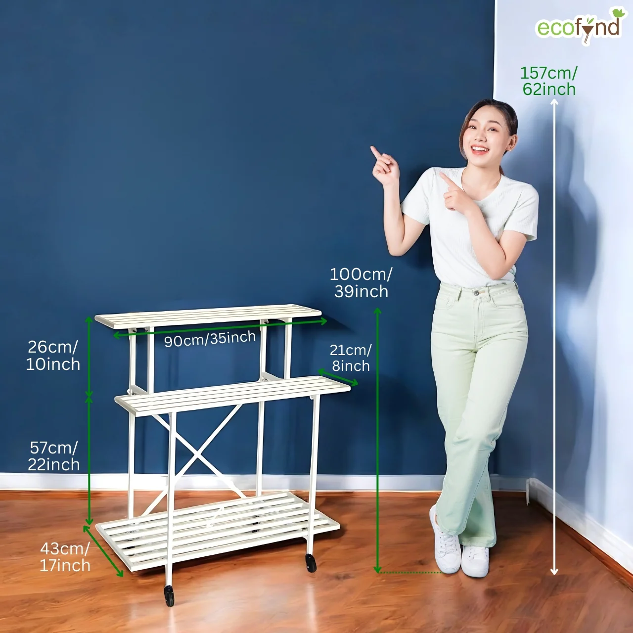 Zuri Glide 3-Tier Plant Stand – Elegant Metal Rack with Wheels - Image 4